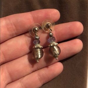 Purple/silver dangly statement earrings